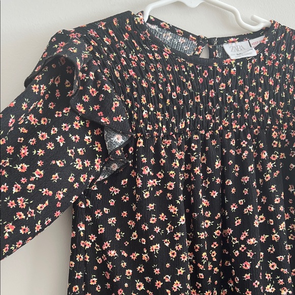 Zara Black and Pink Floral Kids Dress - Picture 3 of 8